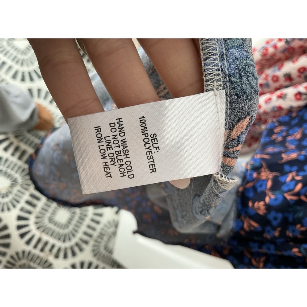 NEW Golden Hour Blush Navy Floral Print Strapless Midi Dress Asymmetrical Spring - Picture 7 of 7